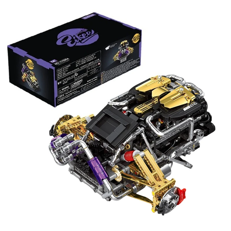 1602 Uds V12 bloques de construcción de motor modelo simulación motorizar partículas pequeñas ladrillos juguetes educativos adultos niños regalos de navidad