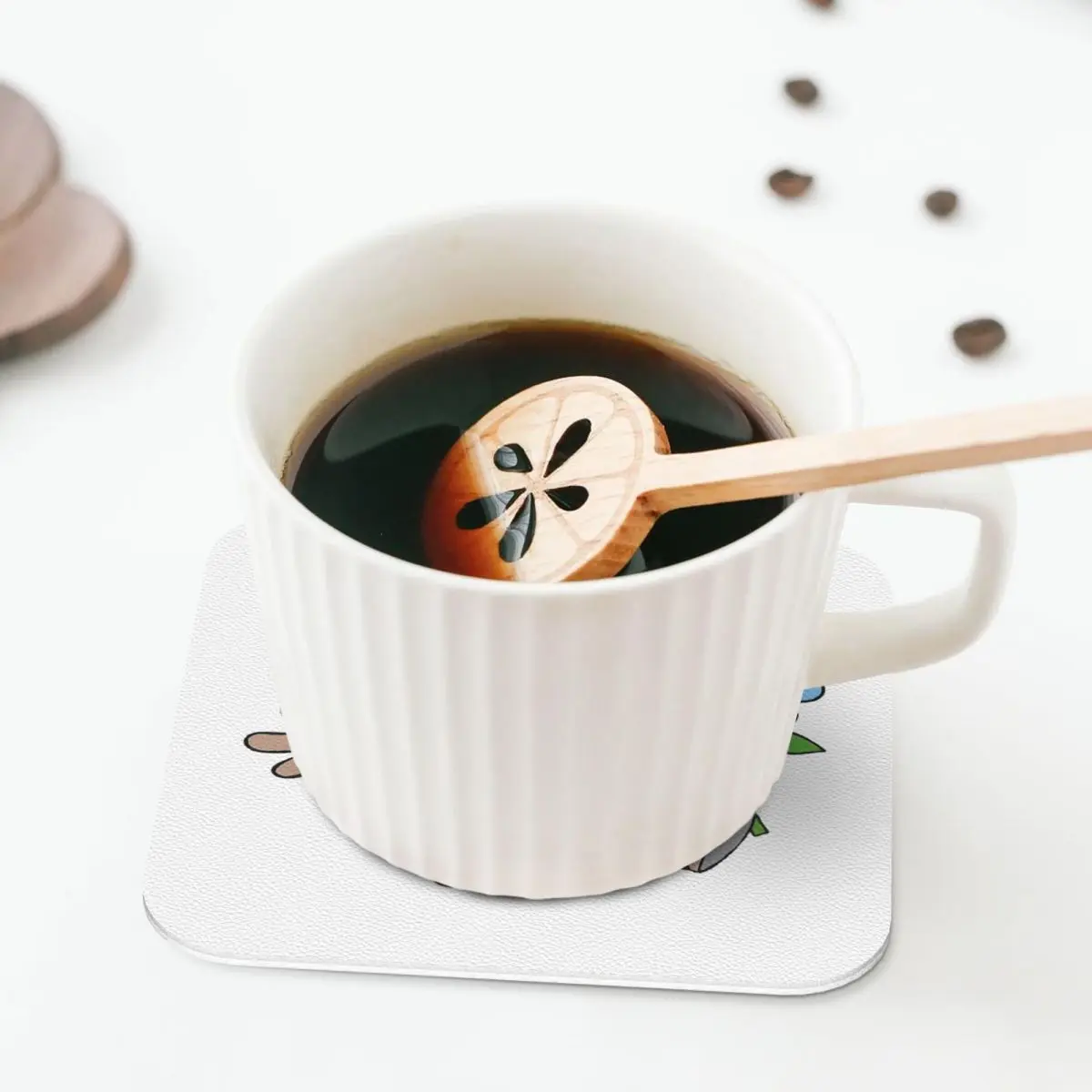 Cute Happy Mole Krtek Coasters Kitchen Placemats Non-slip Insulation Cup Coffee Mats For Decor Home Tableware Pads Set of 4