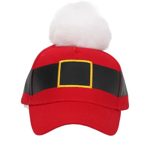 Peaked Cap Christmas Style With Pompom Baseball Cap Red Simple Adult Daily Leisure Festival Outdoor Party Gathering Decoration
