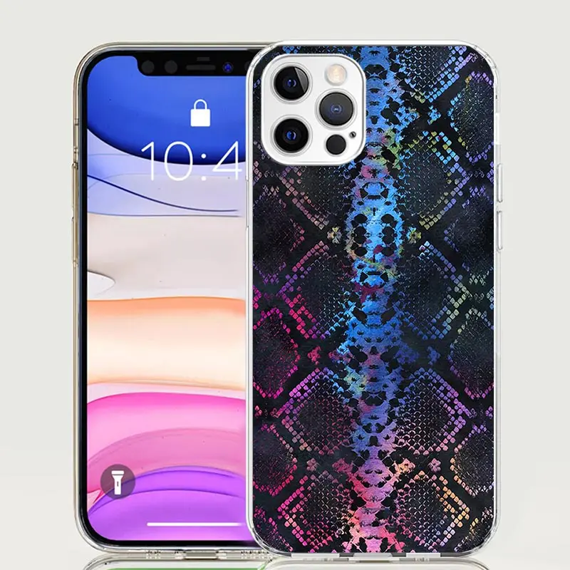 Pink Snake Skin Printing Drawing Phone Case For Apple Iphone 11 12 13 Mini 14 15 16 Pro Max 7 Plus X XS XR SE Art Customized Coq