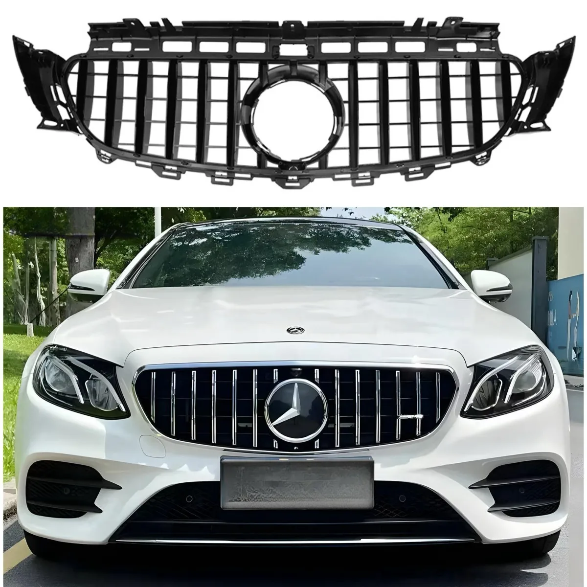 

For Benz W213 E class E200 E300 2016-2023 GT Fashion Modification Grille Front Bumper Car Grid