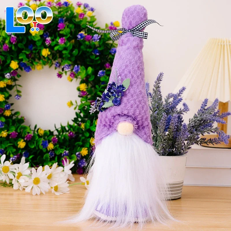 الصيف عيد الأم الديكور الأرجواني دمية مجهولي الهوية الخزامى الدائمة تشكل دمية أفخم قزم زخرفة