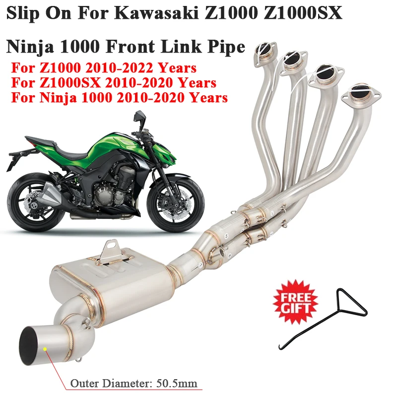 Slip On For Kawasaki Z1000 Z1000SX Ninja 1000 2010 - 2022 Motorcycle Exhaust Escape Systems Modify Single Row Front Link Pipe