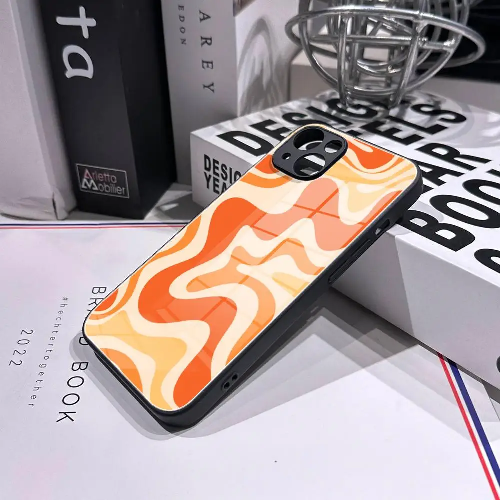 Liquid Swirl Abstract Pattern Phone Case Tempered Glass Shell FOR IPhone 15ProMAX 14 11 12 Pro 8 15 Plus 13 Pro MAX XR XS Cover