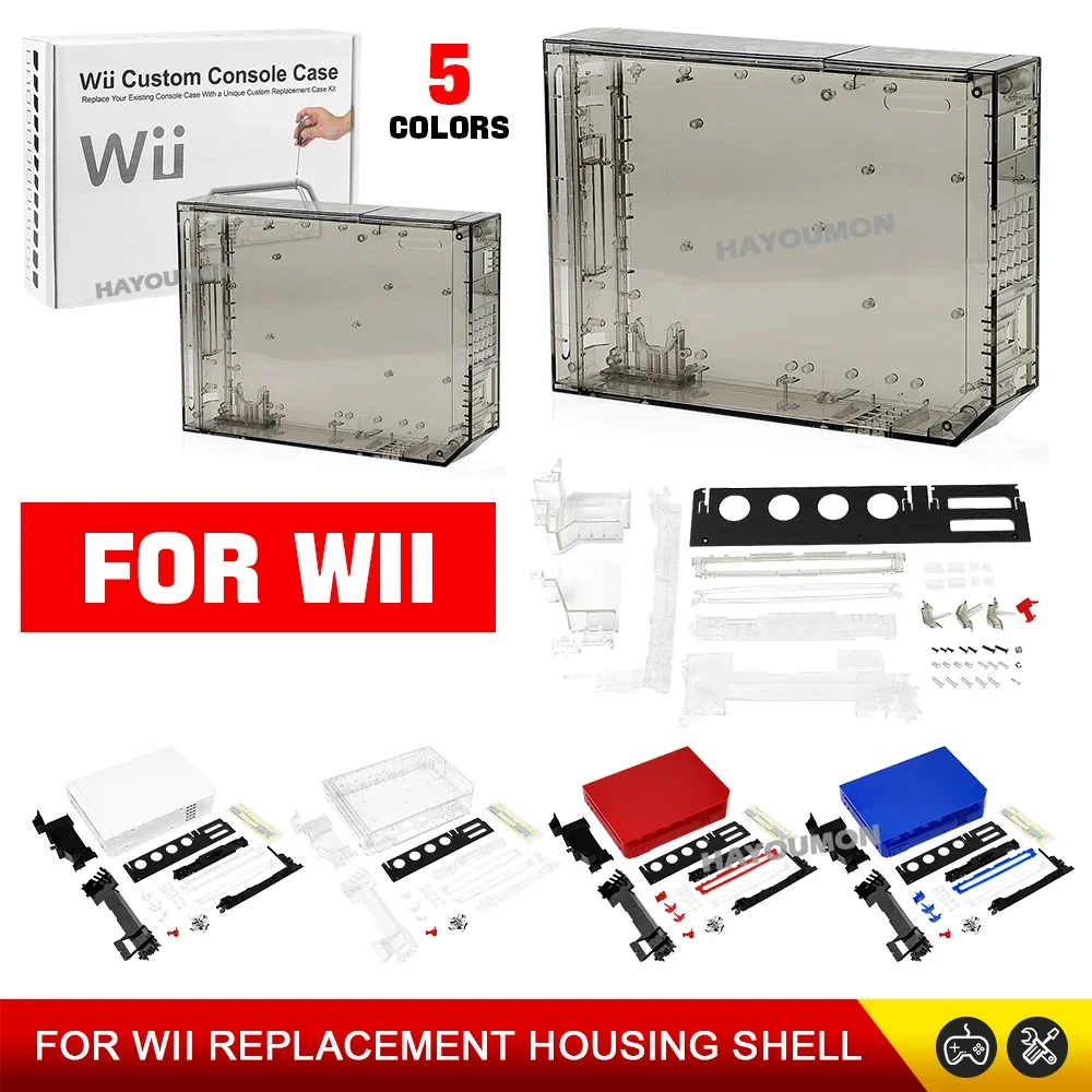 NEW Upgrade TRN Black For WII Full Set Replacement Housing Shell Case Cover With Buttons For WII Console Case Gaming Accessory
