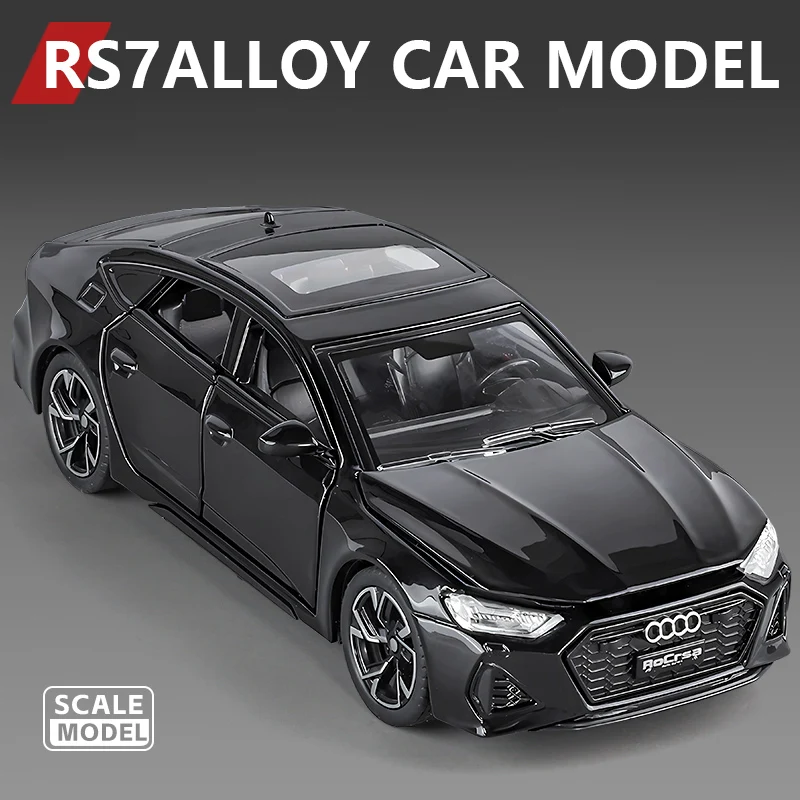 1:32 Audi RS7 Sportback modelo coches de juguete aleación Diecast 6 puertas abiertas con neumáticos de goma extraíble ornamento vehículo juguetes regalos