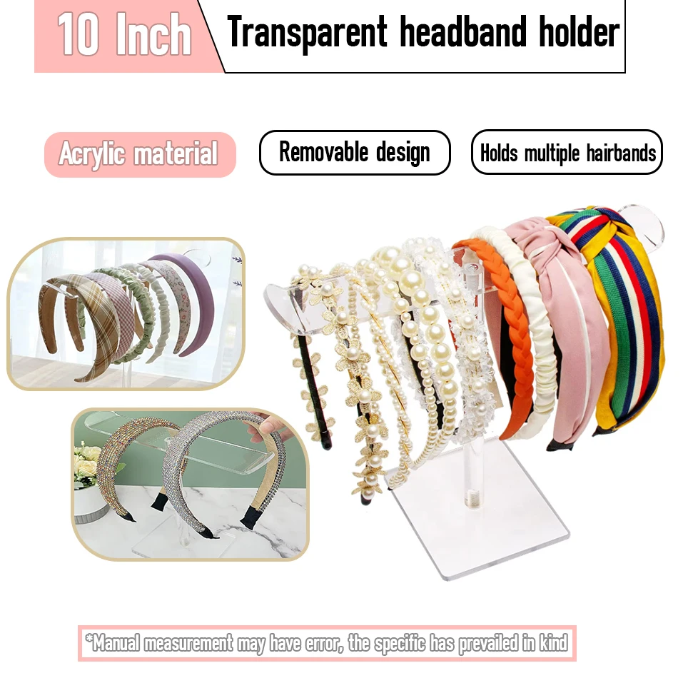 Acrylic Headband Holder for Girls, Hair Accessories Organizer, Clear Stand for Ties, Display Stand