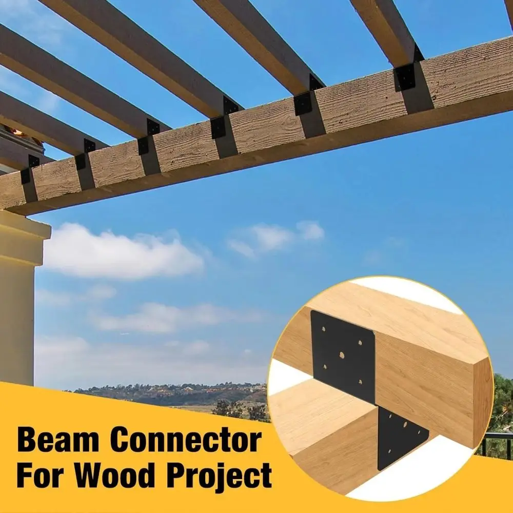 

Adjustable Pergola Brackets Heavy Duty Black Beam Connector Corrosion Resistant with Screw Bracket Support Wooden Deck