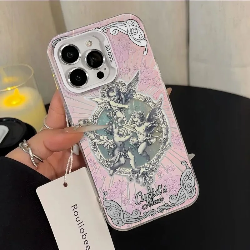 Retro Fashion Luxury Cupid Angel Phone Case for Samsung Galaxy A16 A06 A35 A55 A25 A05S A15 A56 A54 A36 A34 A24 A26 A14 A05 A04