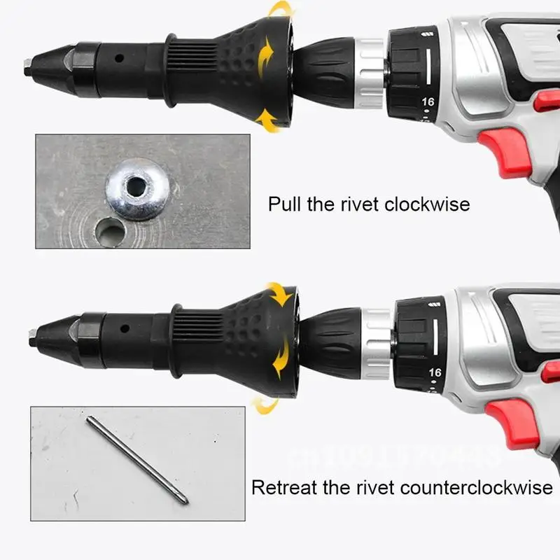 Pistola de tuercas de remache eléctrica, adaptador de conversión de remachadora de taladro de tracción para boquilla de remachadora inalámbrica, herramienta de tuerca, pistola de clavos Manual, herramientas de remachado