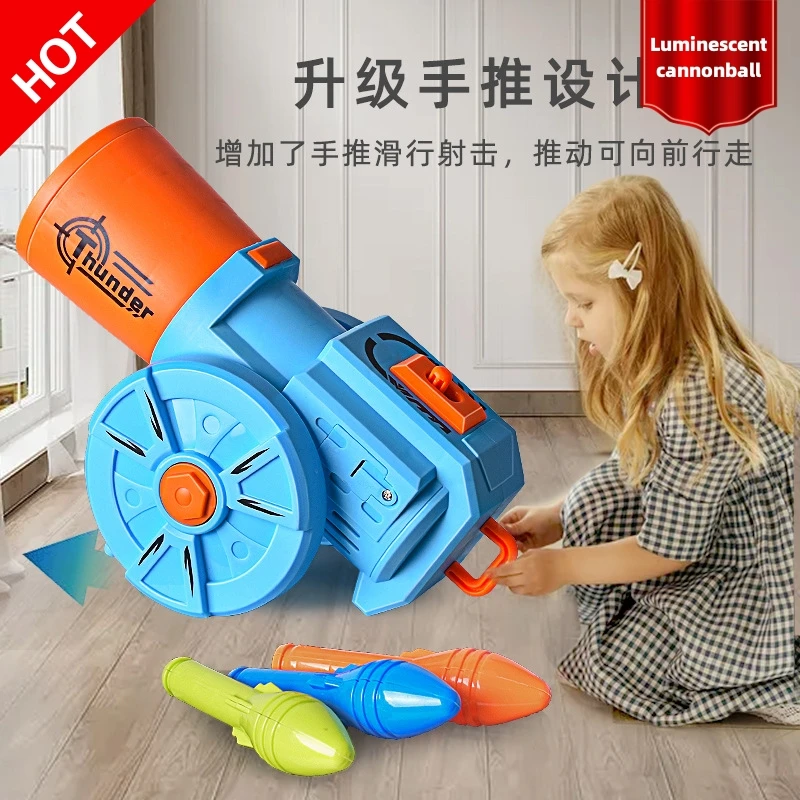 

Mortar Fun Shooting Sponge Soft Bomb Parabolic Range DIY Assembly Wheel Push Rocket Launcher Model Toy festival Kids gifts Toys