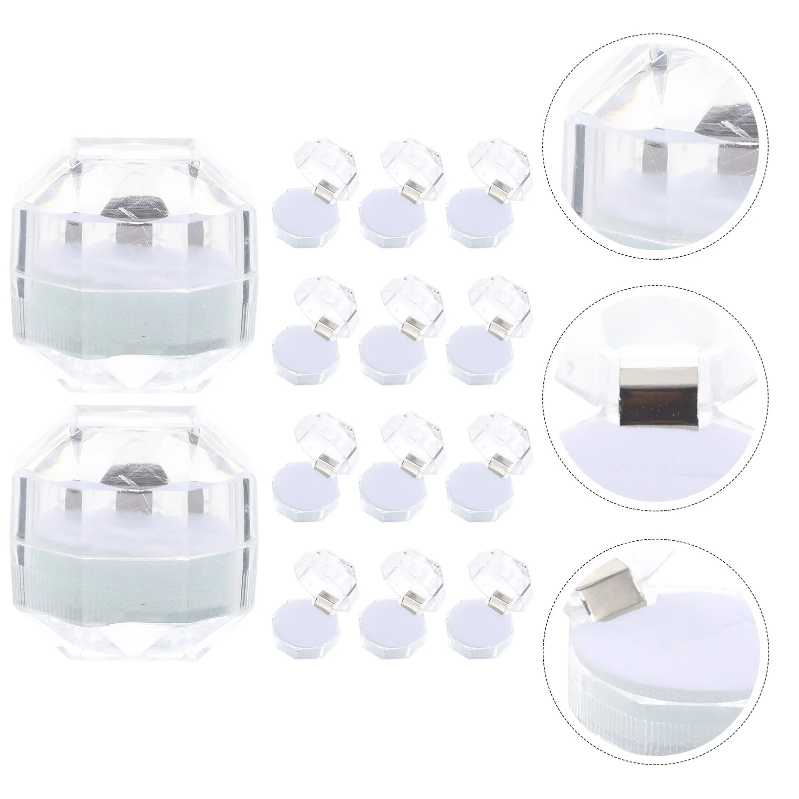 20Pcs Ring Boxes Clear Stylish Ring Gift Boxes Wedding Engagement Storage Organizer Case Wedding Supply Jewelry Gift Box