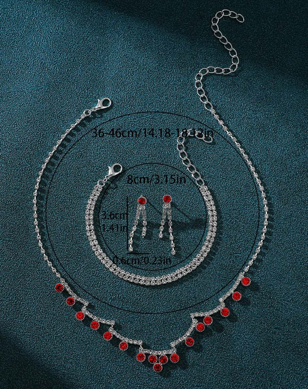 Серебряный свадебный комплект украшений с ожерельем, сережками, браслетом со стразами — свадебным и официальным случаем