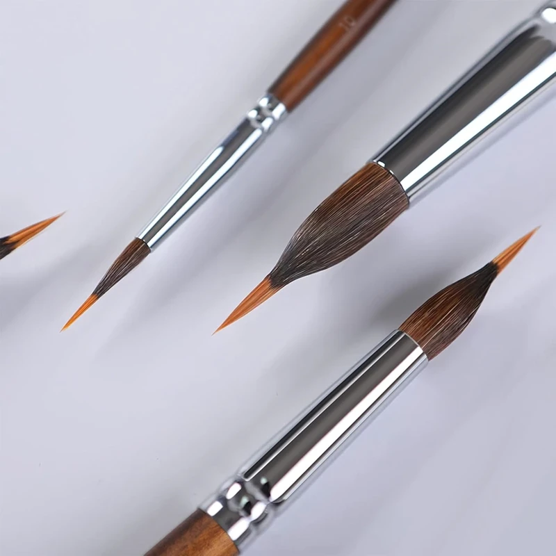 Watercolor Brushes Professional, 4Pcs Extended Point Brushes Synthetic Extra Long Pinhead Brush for Fine Detailing