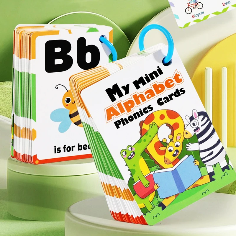 

27 флэш-карточек с английским алфавитом, 156 A-Z, английские слова, карточки для изучения английского языка с алфавитом Phonics, вызов букв