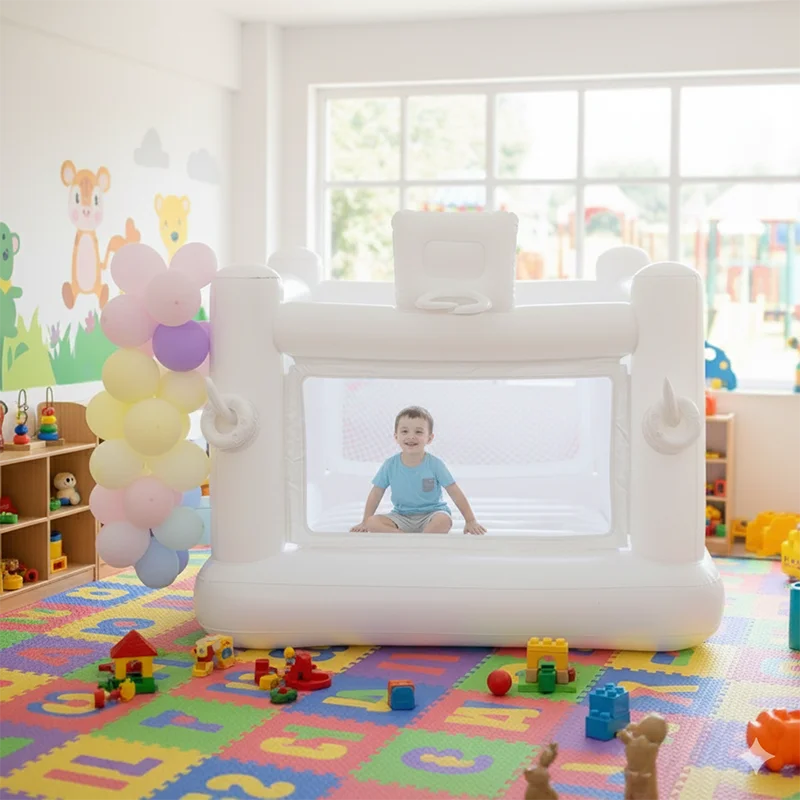 1.7M Inflatable PVC Bounce House Children Indoor Toddlers Party Events Jumping Trampoline with basketball Birthday Decoration