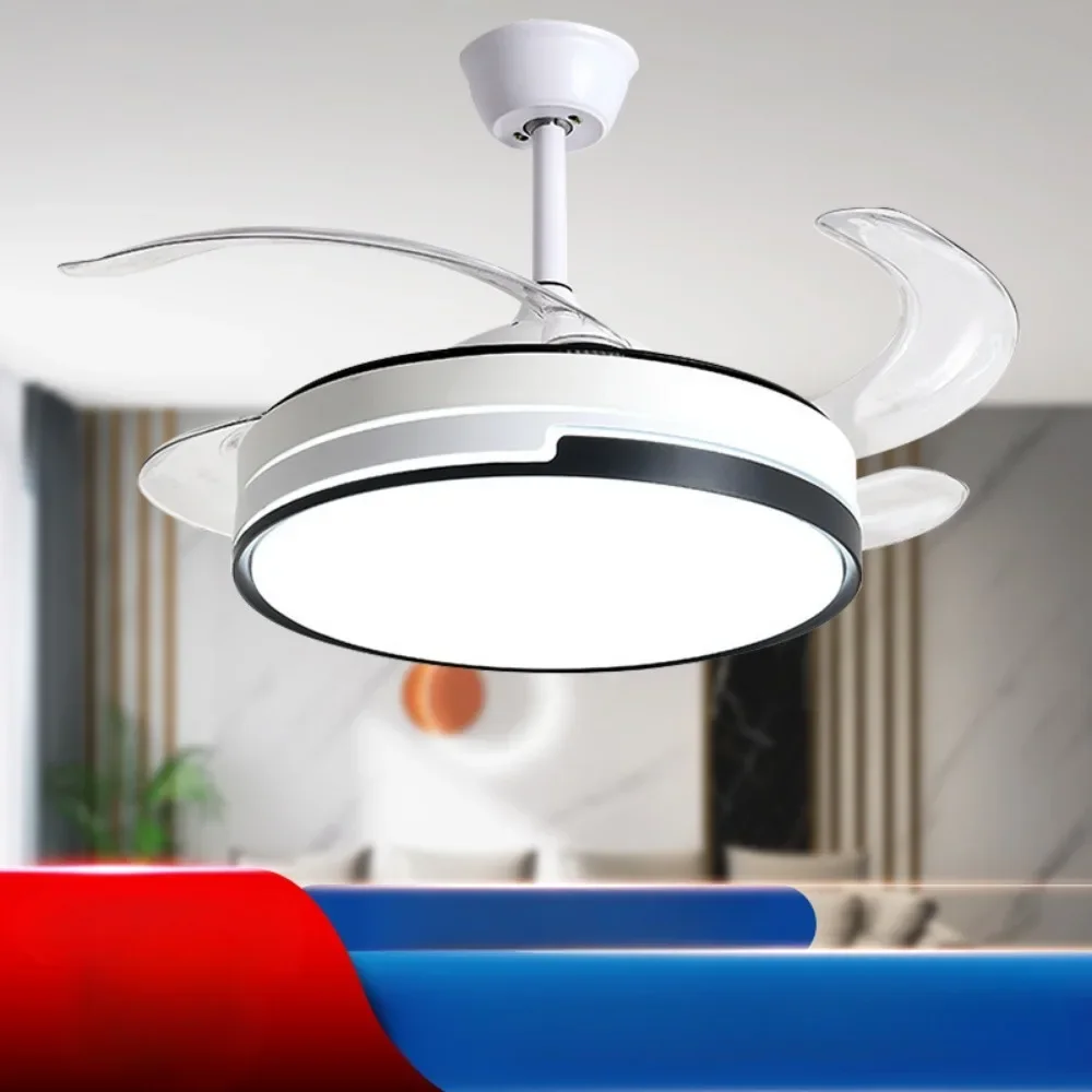 

Remote Control 3 Colors Fan Lamp Dining Room Invisible Fan Chandelier Household Frequency Conversion Mute Ceiling