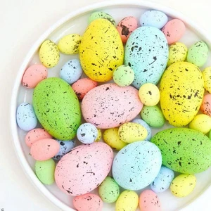 20/50pcs 2 tamaños de espuma huevos de Pascua huevos falsos coloridos para decoración de coronas de bricolaje de la Pascua Regalos para niños Party Favor Suministros 8 mejores huevos falsos de ventas - №8