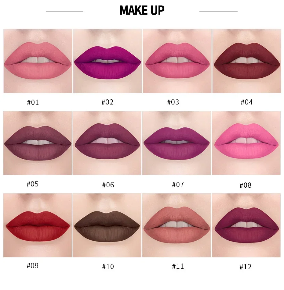 New Makeup Lipstick Matte Lipstick Brown Nude Chocolate Color Liquid Lipstick Lip Gloss Matte Batom