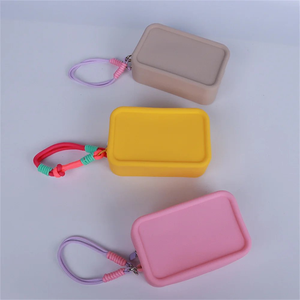 

Silicone Makeup Bag With Braided Wrist Rope Portable Lanyard Cosmetic Bags Waterproof Zipper Toiletries Lipstick Pouch
