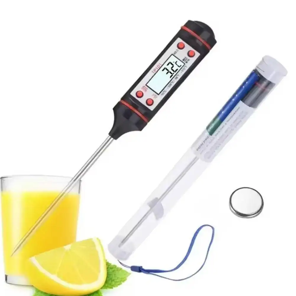 Electronic Thermometer Waterproof and Weather Resistant LCD Backlit Screen Digital Kitchen Food Thermometer Meat Temperature 1pc