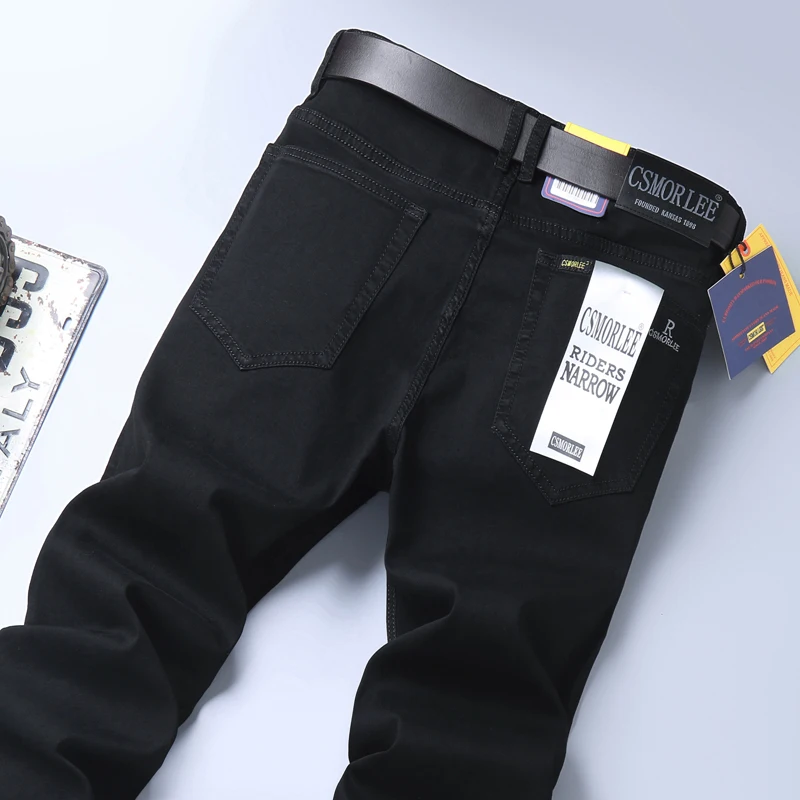 Pantalones vaqueros negros simples de alta gama para hombre, pantalones largos lavados que combinan con todo, clásicos, rectos, delgados, informales, para oficina y negocios