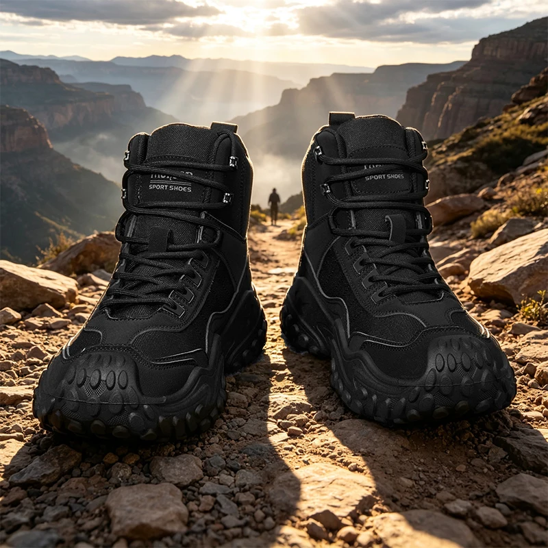 New Autumn High-Top Large-Size Boots, Outdoor Hiking Boots, Comfortable Thick-Soled Lightweight Casual Walking Shoes, Suitable for Daily Outdoor Activities, Walking, Traveling, Mountaineering, and Camping Gear for All