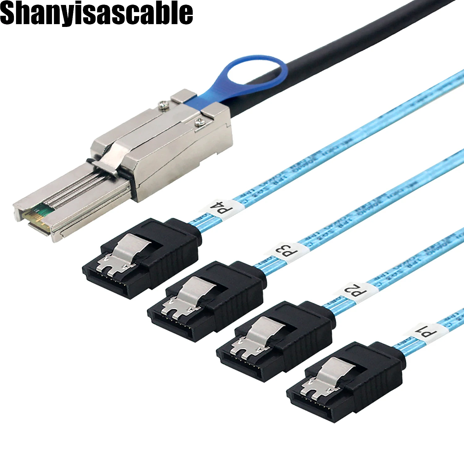External Mini‑SAS 4X SFF‑8088 26‑Pin Male Fan‑out Cable to Quad SATA 7‑Pin Female, Server Storage Backplane Interconnection Wire