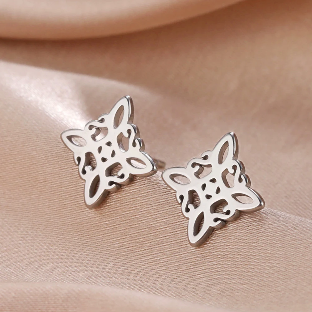 My Shape Witch Knot Stud Earrings Stainless Steel Witchcraft Earrings for Women Irish Knot Celtic Knot Earrings Jewelry Amulet