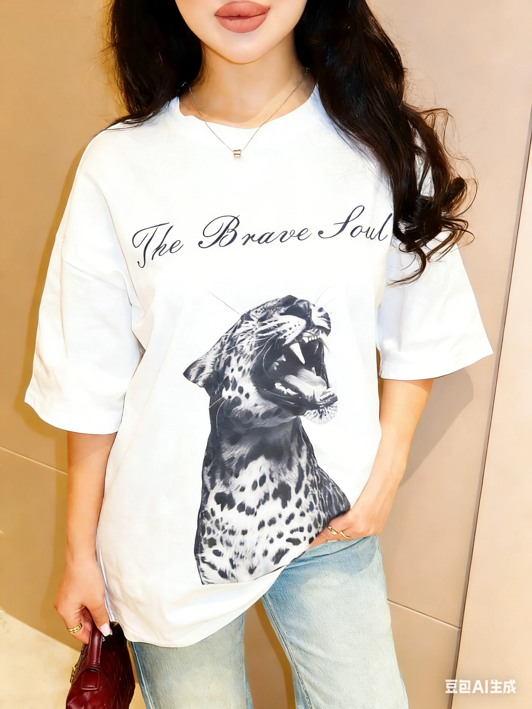 Camiseta de algodón con estampado de leopardo de la marca "The Brave Soul" |   Camiseta Oversize con Estampado de Animales Salvajes, Estilo Hip Hop Americano, Ropa Urbana Casual de Verano