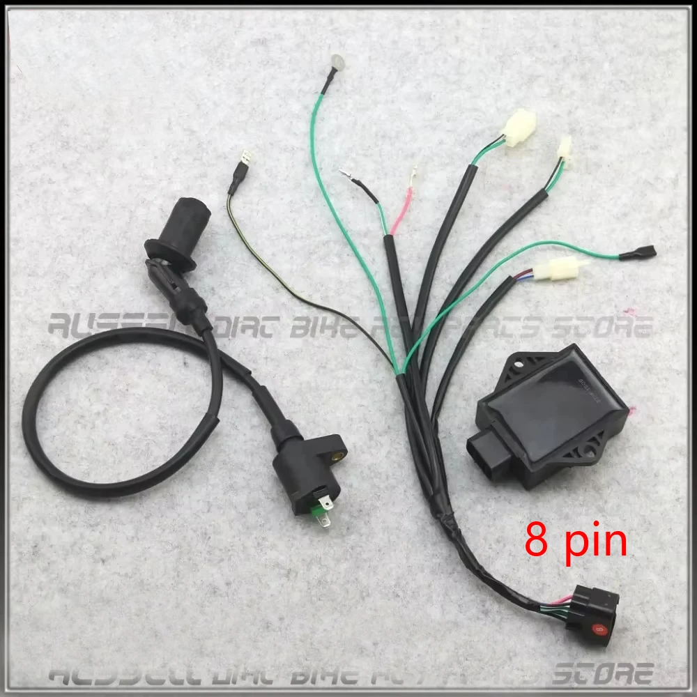 Unidade cdi de 8 pinos, plugue de partida, cablagem, cabo de tear para lifan 140cc 150cc 160cc zs155cc w150 motor dirt pit bike