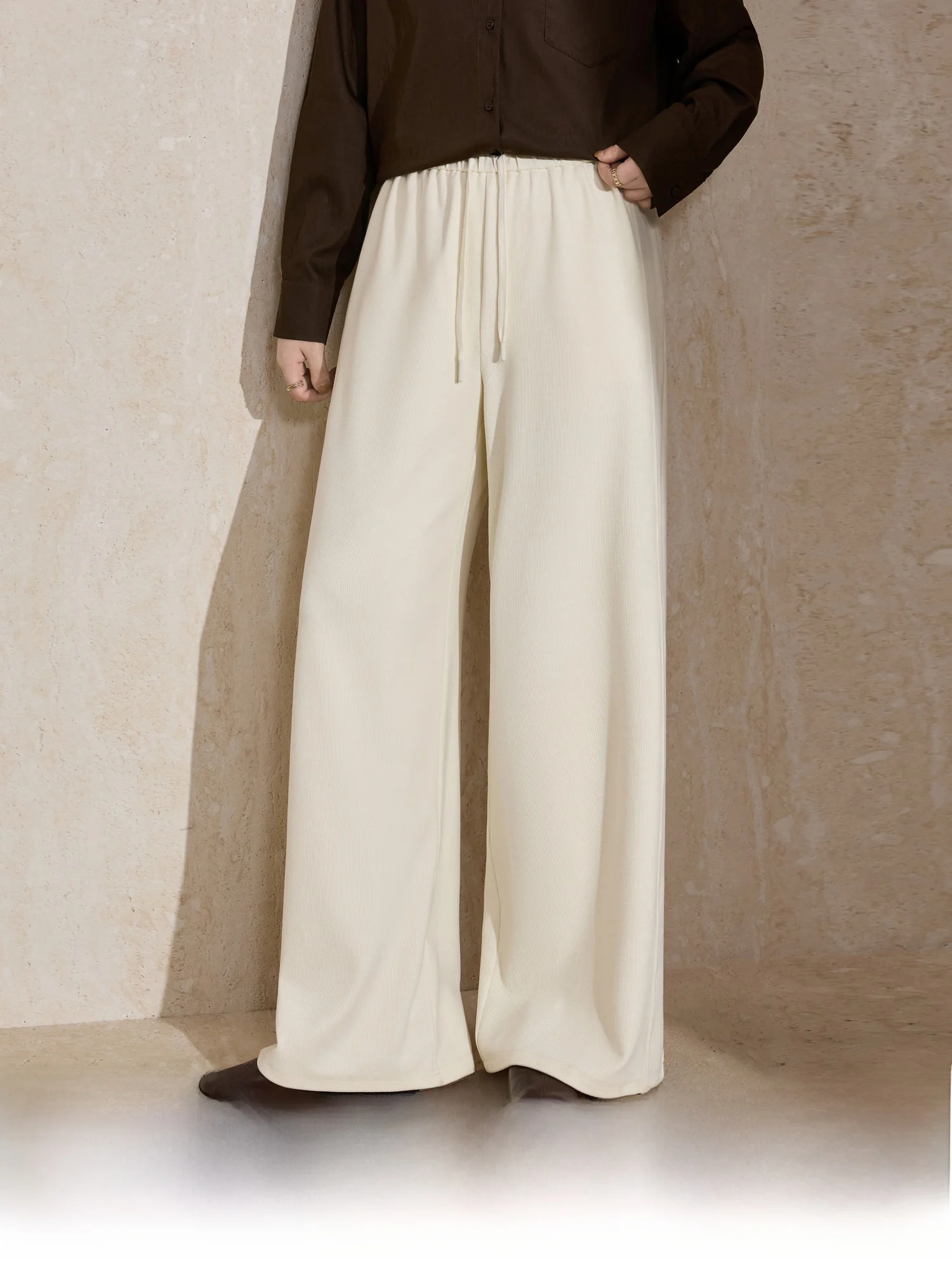 

Blue Language plus Size Women's High Waist Dstring Wide Leg Pants Winter Thi Warm Loose Slimming Narrow Straight Leg Tro...