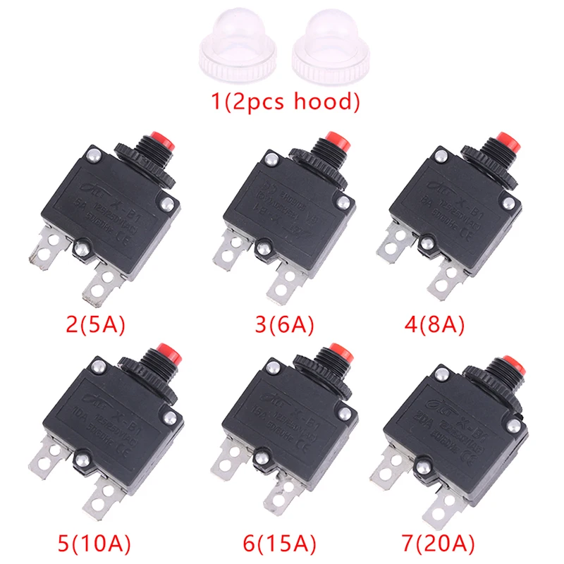 Thermal Switch Circuit Breaker Overload Protector 5A 6A 8A 10A 15A 20A Fuse No Burn Safe Cut