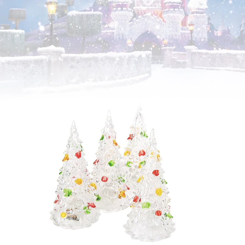 

4pcs Crystal Christmas Tree Colorful Christmas Tree Painted LED Christmas Trees 12cm Painted Trees christmas prop