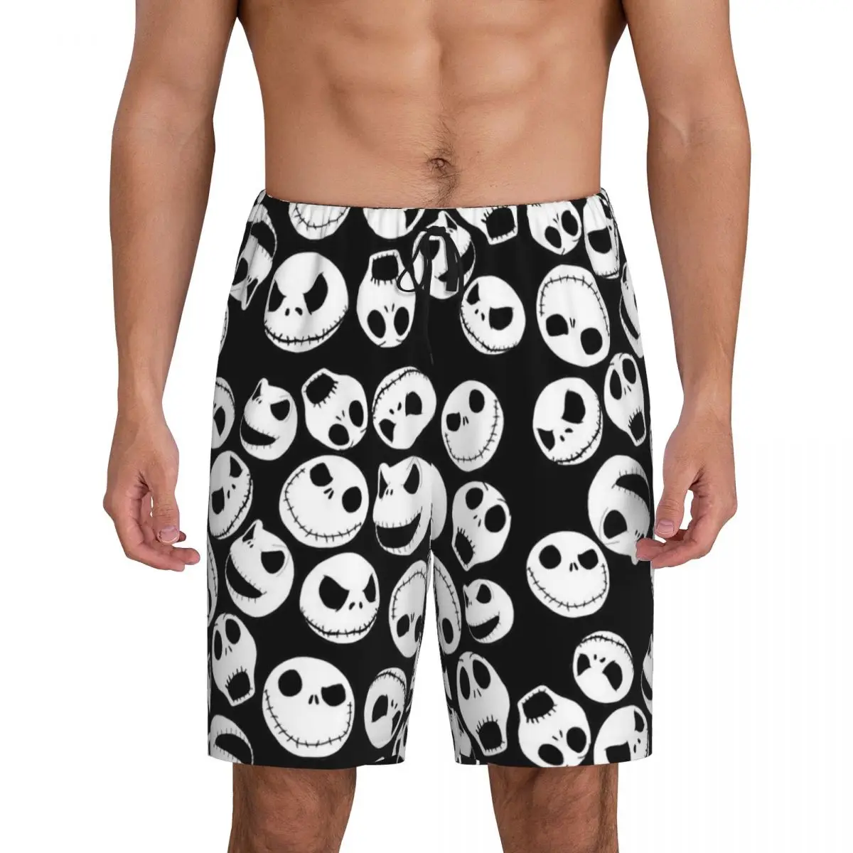 

Men's Nightmare Before Christmas Jack Skellington Pajama Shorts Custom Printed Sleep Pjs Sleepwear Bottoms with Pockets