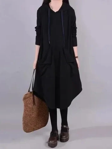 

Длинная толстовка с капюшоном Slim Fit Dr для женщин больших размеров, весенне-осенняя легкая свободная удобная повседневная одежда Dr с большими kets