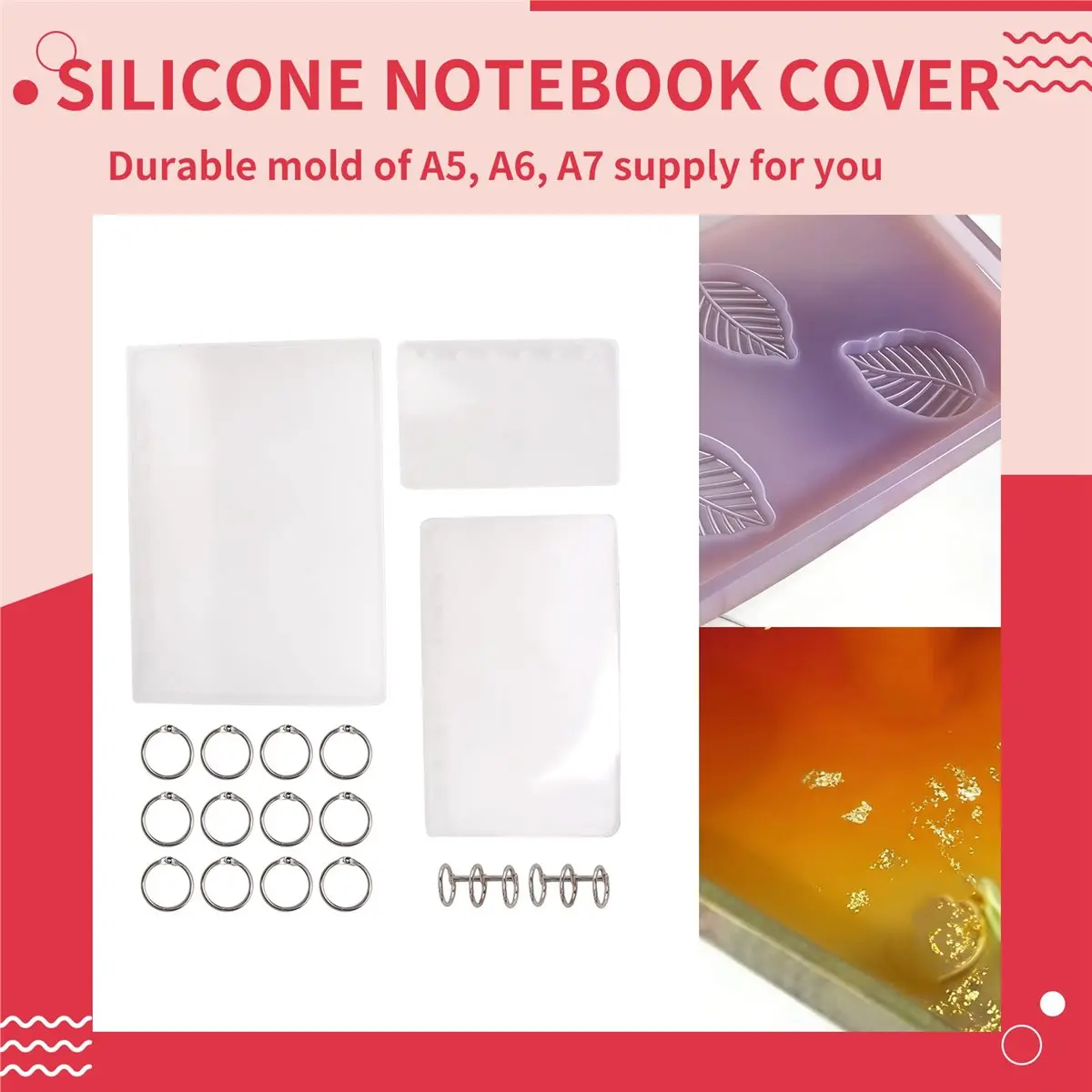 giftnew A5 A6 A7 Notebook Cover Resin Mold DIY UV Epoxy Silicone Molds Transparent Book Gift Resin Casting Molds Resin Craft