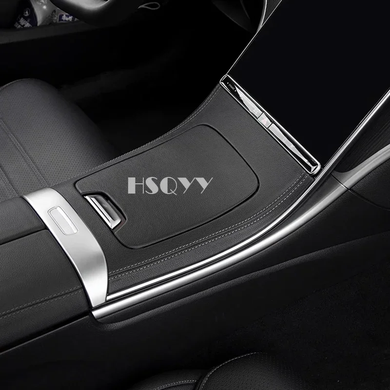 Car Center Console Leather Style Panel Cover Trim Frame Interior Decoration Modification For Mercedes Benz C GLC Class W206 X254