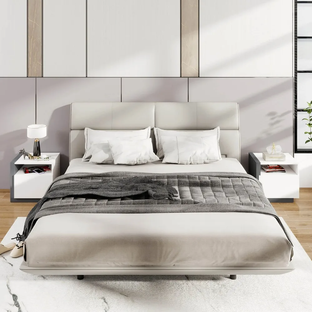 Modern Minimalist Nightstand with Drawer Asymmetrical Bed Side Table End Table