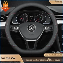 Leather Car Steering Wheel Cover for Volkswagen VW Jetta T-roc Golf Touareg Taigo Tavendor Talagon Virtus Taos Auto Accessories