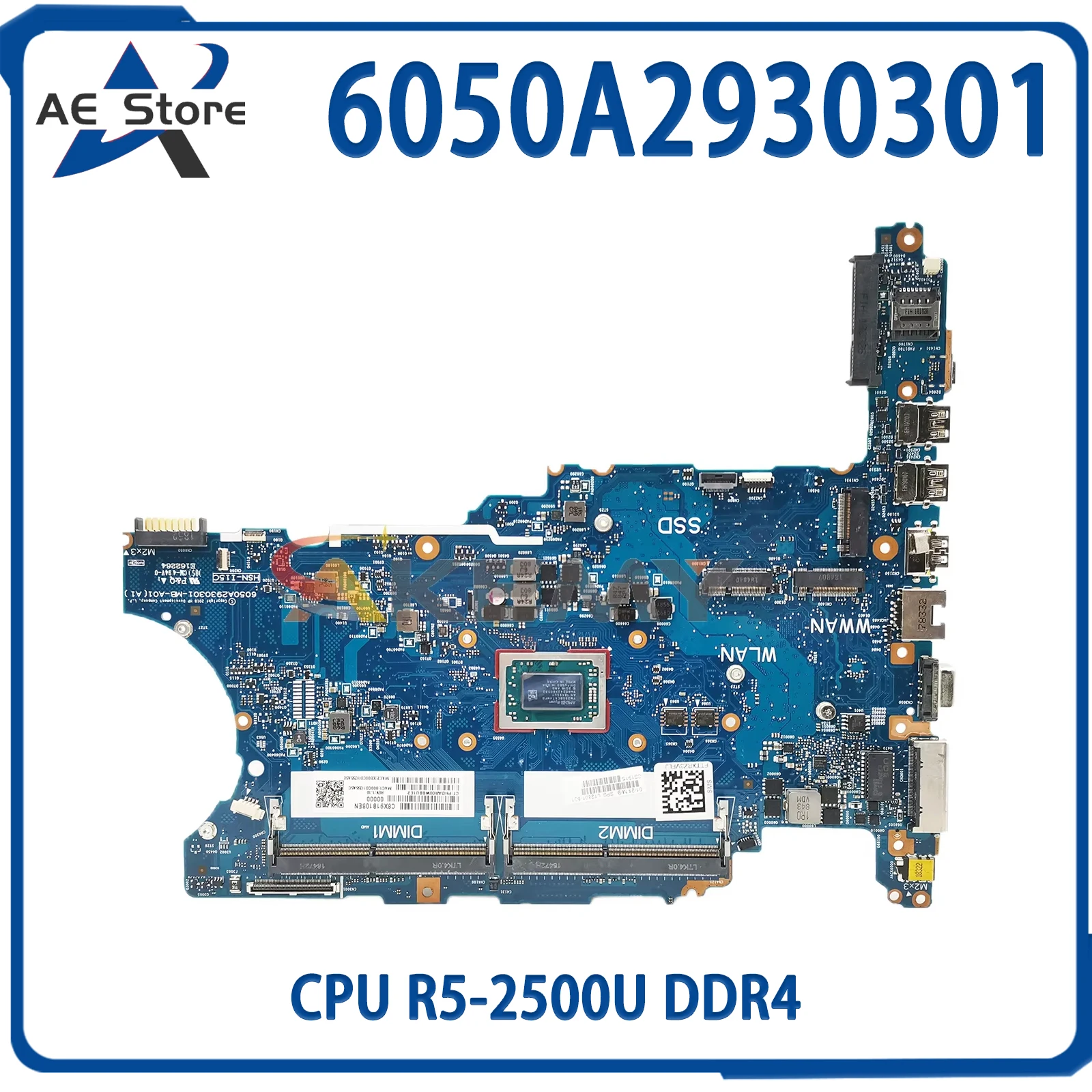 

AE для HP 6050A2930301 мианская плата ProBook 645 G4 655 G4 L12802-601 материнская плата ЦПУ R5-2500U DDR4 100% ТЕСТ ОК