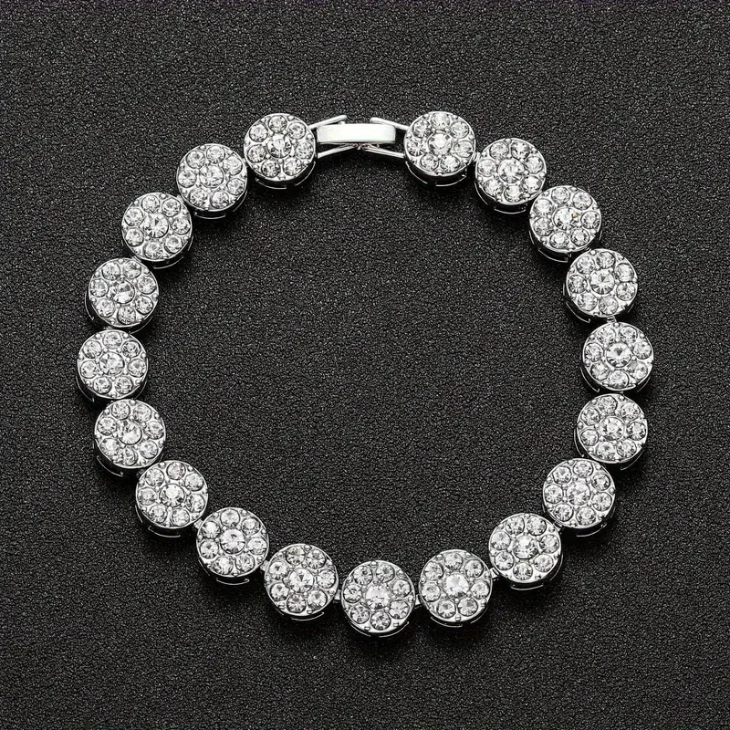 

Iced Out Flower Zircon Bracelet 18K Golden Plated Bracelet For Men And Women Hip Hop Rapper Jewelry