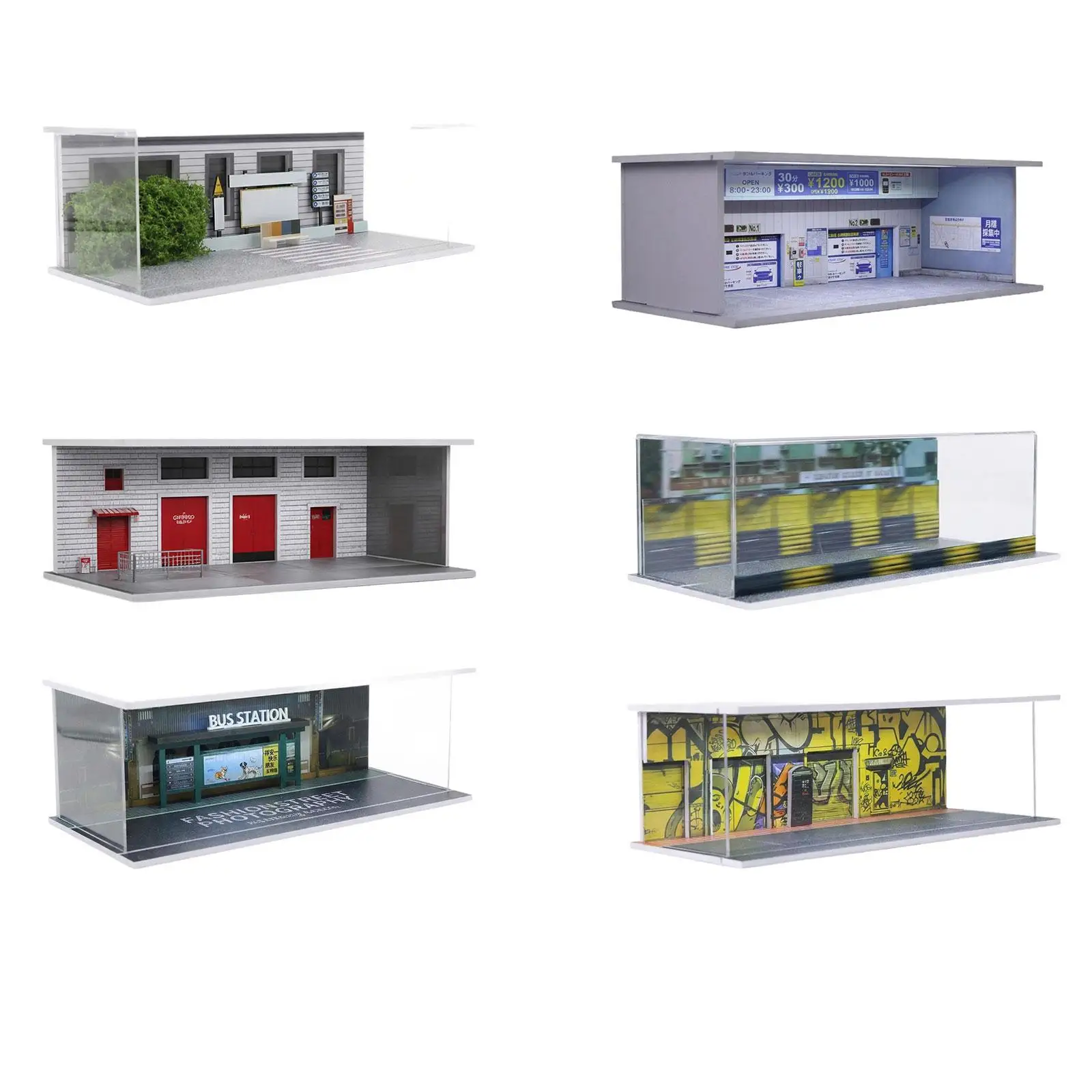 

1/64 Model Car Display Case Miniature Street Scene Model Parking Lot Scene for Toy Cars