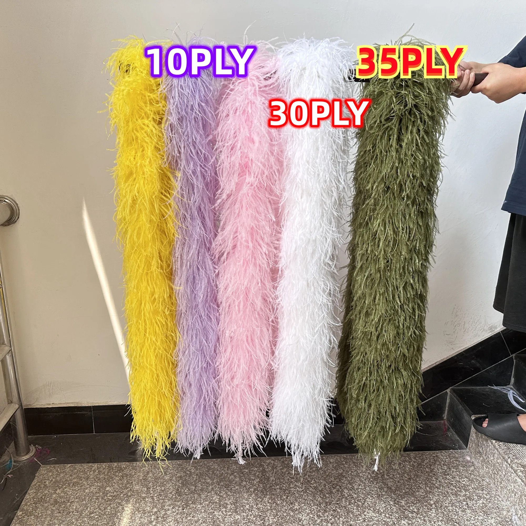 

1M&2M High Quality Ostrich Feathers Boas 10 30 35Ply Thick Real Ostrich Feather Shawl for Wedding Dress Decoration Plumes Scarf