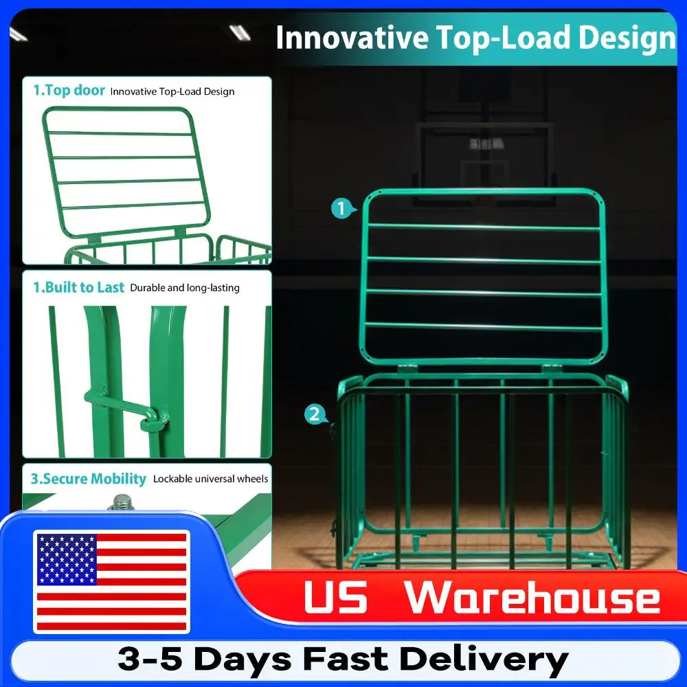 

Тележка для хранения баскетбольных или волейбольных мячей на колесах, портативная складная спортивная корзина для гаража, клуба или спортзала