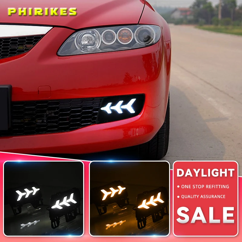 

1Pair For Mazda 6 Mazda6 2006 2007 2008 2009 LED DRL Daytime Running Light Daylight Waterproof with yellow Signal