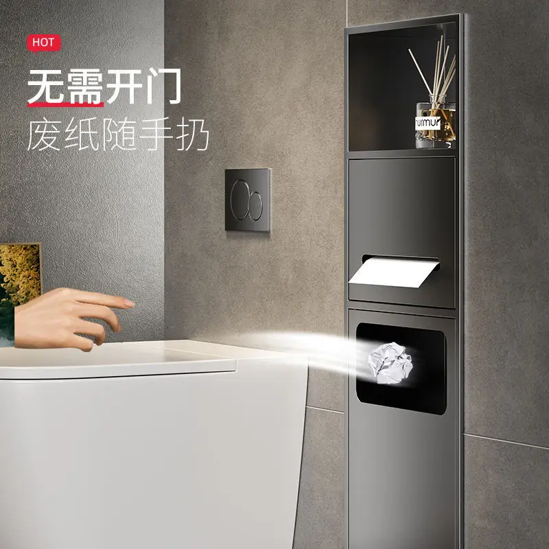 304 stainless steel embedded niche toilet hidden toilet brush cabinet trash can bathroom concealed tissue box