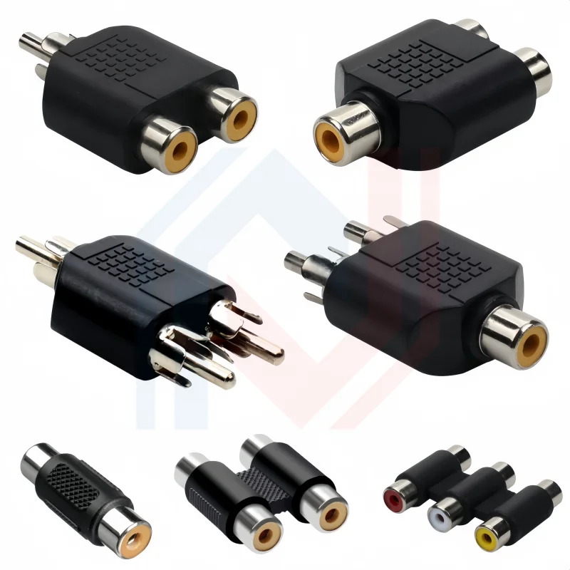 Male to Dual Female Connector RCA Lotus Plug Socket RCA Female Jack Audio Speaker 3 Female Audio Adapter for Video Cable