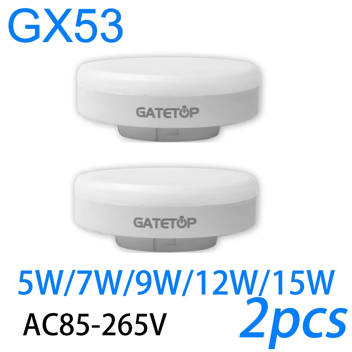 2pcs reflektory LED GX53 oświetlenie W szafie światło kratki AC85-265V 5W-15W bez migotania 100 lm/w ciepłe białe światło nadaje się do kuchni