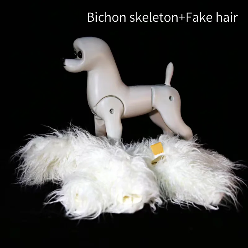 Professional Pet Simulation Hair Grooming Fake Dog Model Practice Bichon Dog Standard Skeleton Model Dog Full Body Fake Hair